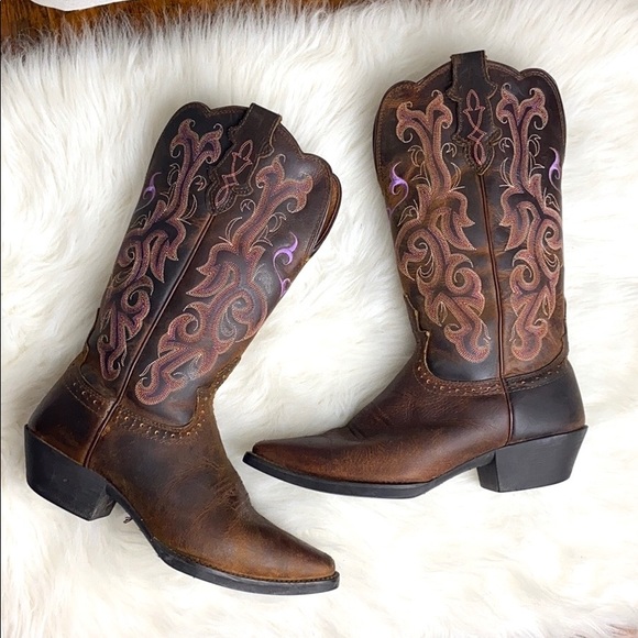 Justin Western Cowgirl Embroidered Boots size 7C - Picture 2 of 9